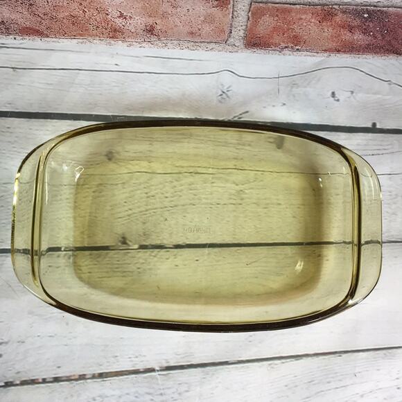 Vintage Fortecrisa 1 Quart Baking Serving Dish Yellow Amber Made in Mexico - Picture 3 of 7